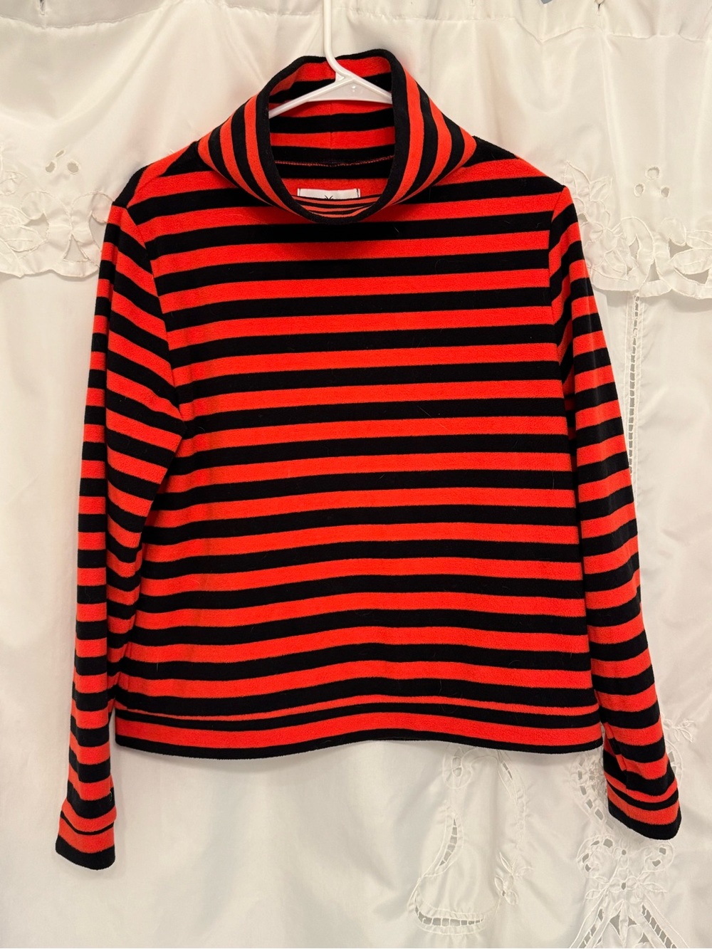 Dudley Stephen’s park slope striped turtleneck - navy and red.